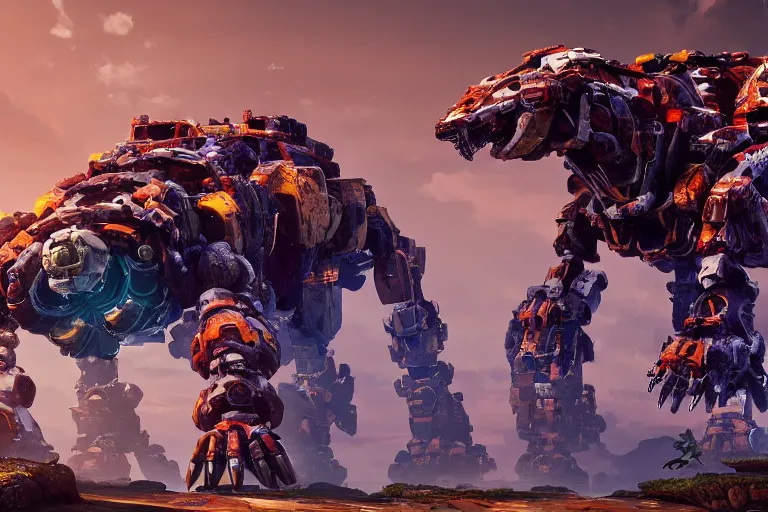 Image similar to shellsnapper machine mecha animal beast robot of horizon forbidden west horizon zero dawn bioluminiscence global illumination ray tracing hdr fanart arstation by sung choi and eric pfeiffer and gabriel garza and casper konefal