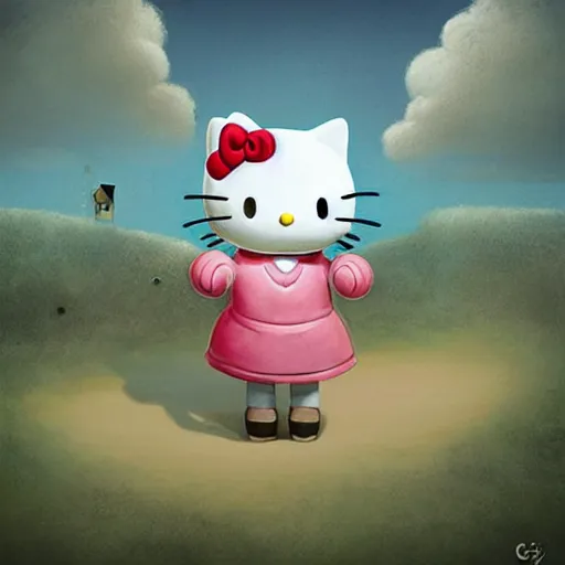 Image similar to Hello Kitty, artwork by Gediminas Pranckevicius,