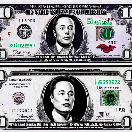 Image similar to Elon musk on the Mars Dollar bill