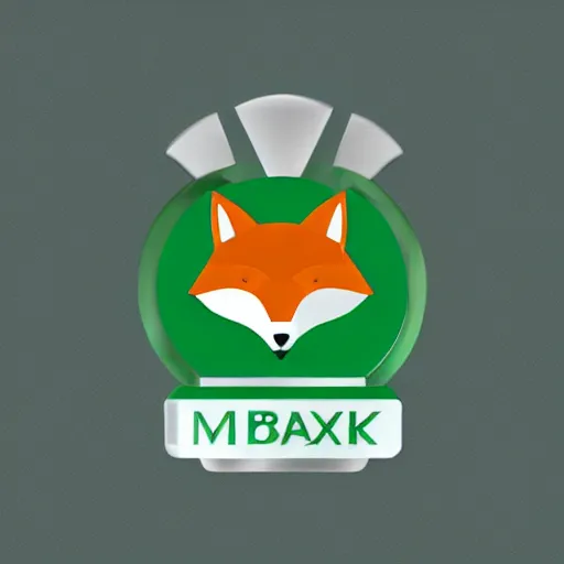 Prompt: green and white modern logo for a bank that has a fox mascot