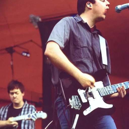 Prompt: Jimmy Eat World performing live in 1999