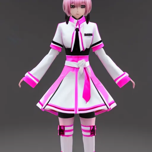 Prompt: pink and white luxurious seifuku uniform styled by dolce and gabanna, high - end, elegant, stylish, unreal engine, studio lighting, 4 k quality