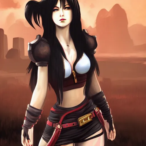 Image similar to tifa as a goddness,artstation