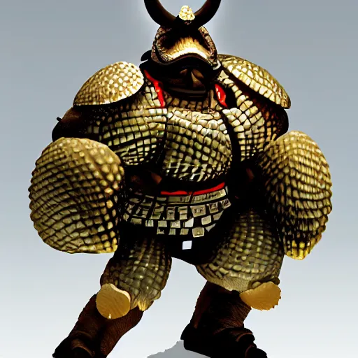 Image similar to Shogun armadillo in the style of Tenshō Shūbun