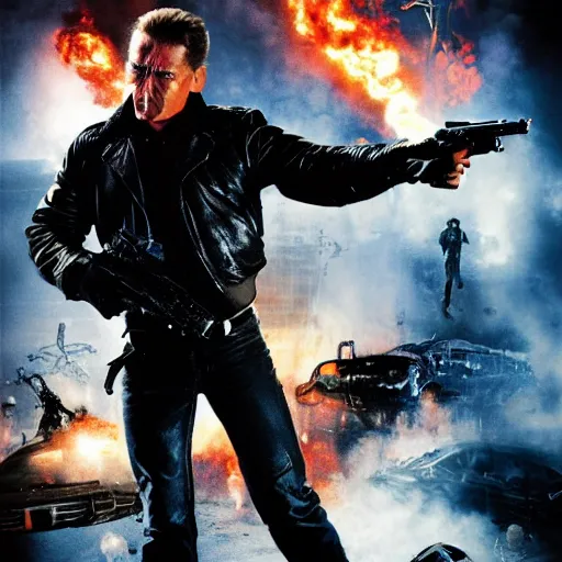 Prompt: terminator movie cover art