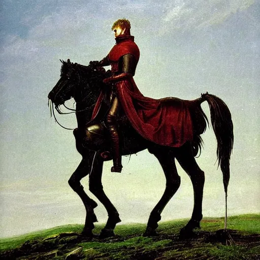 Image similar to a knight in shining armor by Caspar David Friedrich