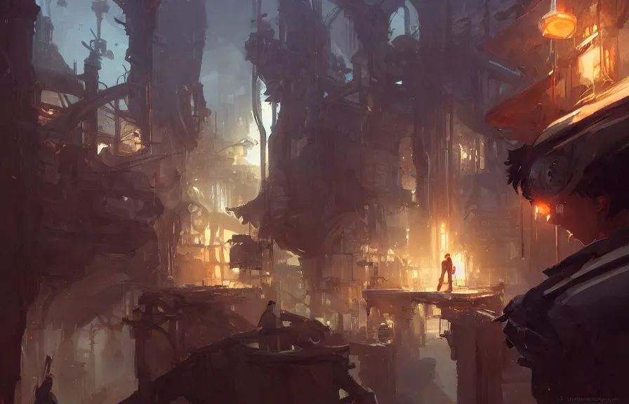 Image similar to greg manchess concept art of a the timepunk spork dimension, key visual, ambient lighting, highly detailed, digital painting, artstation, concept art, sharp focus, by makoto shinkai and akihiko yoshida and hidari and wlop and greg rutkowski