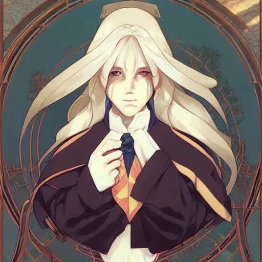 Image similar to symmetry!! portrait of george washington as an anime girl by krenz cushart and mucha and akihito yoshida and greg rutkowski,