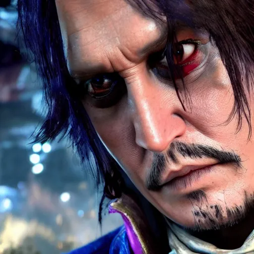 Image similar to johnny depp as willy wonka in gears of war, splash art, movie still, cinematic lighting, dramatic, octane render, long lens, shallow depth of field, bokeh, anamorphic lens flare, 8k, hyper detailed, 35mm film grain