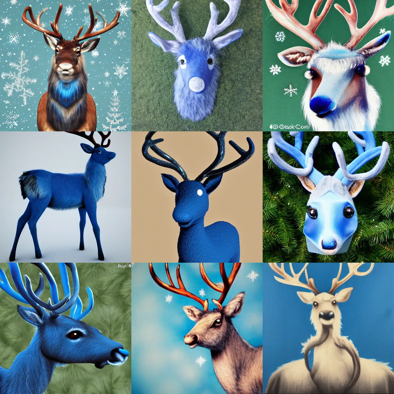 Prompt: blue realistic reindeer