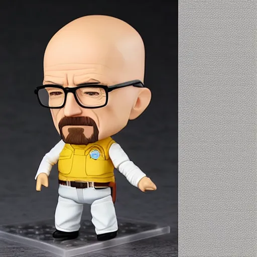 Image similar to walter white as a female nendoroid, photorealistic