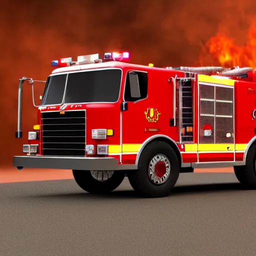 Image similar to octane 3 d render of an fire truck