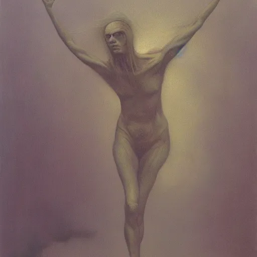 Image similar to witch by Zdzisław Beksiński, oil on canvas