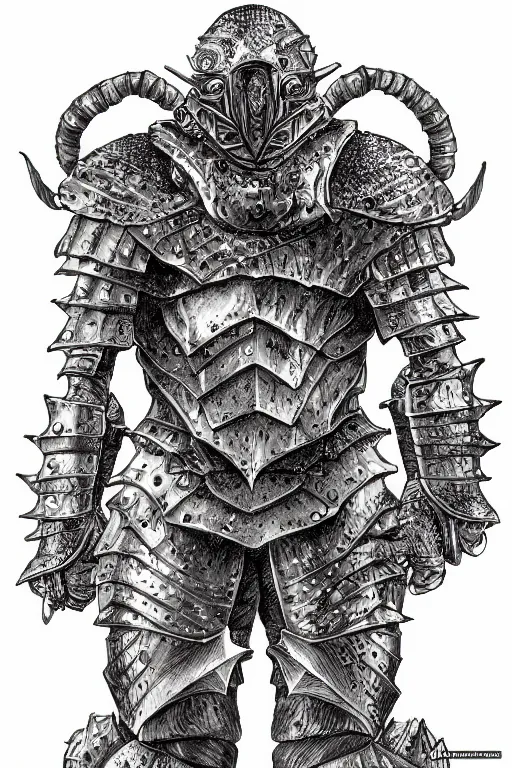 Image similar to human warrior, lobster themed armour, symmetrical, highly detailed, digital art, sharp focus, trending on art station, kentaro miura manga art style