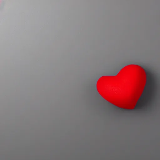 Image similar to 3d render of a badly formed red putty heart shape in the middle of a gray sheet of paper