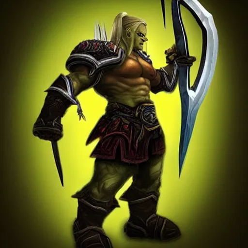 Prompt: world of warcraft orc fight legolas