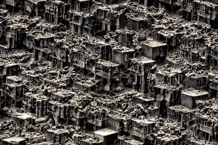 Image similar to gothic lava flow favela honeybee hive, brutalist environment, industrial factory, apocalyptic, somber, award winning art, epic dreamlike fantasy landscape, ultra realistic,