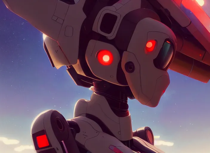 Image similar to portrait of girl piloting mecha humanoid robot, smoky sky background, lush landscape, illustration concept art anime key visual trending pixiv fanbox by wlop and greg rutkowski and makoto shinkai and studio ghibli and kyoto animation, red body suit, military gear, evangelion unit 0 2, grimdark