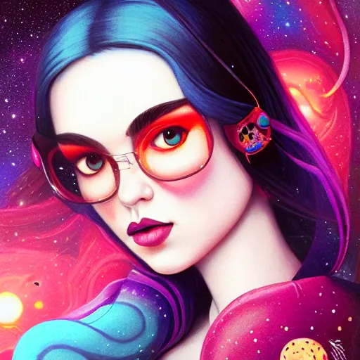 Image similar to Lofi portrait Pixar of comis girl galaxie style by Tristan Eaton Stanley Artgerm and Tom Bagshaw