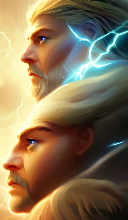 Image similar to the god zeus, lightning, close up, sharp focus, digital art, concept art, dynamic lighting, character design by anna dittman, environment by jessica rossier