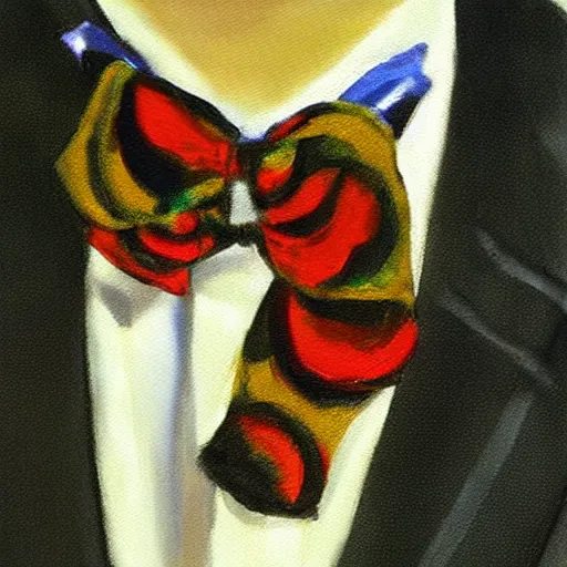 Prompt: painting concept art impressionist silk worms bowtie, elegant, detailed,