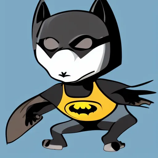 Prompt: A ferret as Batman, vector art