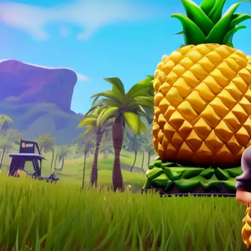 Image similar to beans inside of a pineapple, the bean - filled pineapple is playing the video game fortnite