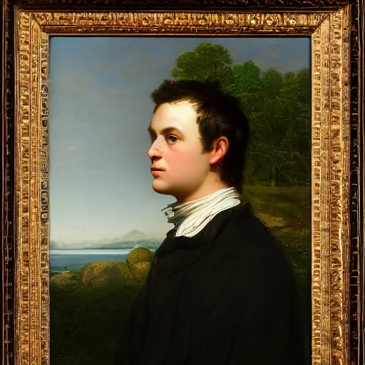 Image similar to a portrait of a character in a scenic environment by John Frederick Kensett