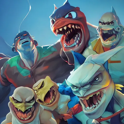 Image similar to hero world street sharks, behance hd by jesper ejsing, by rhads, makoto shinkai and lois van baarle, ilya kuvshinov, rossdraws global illumination