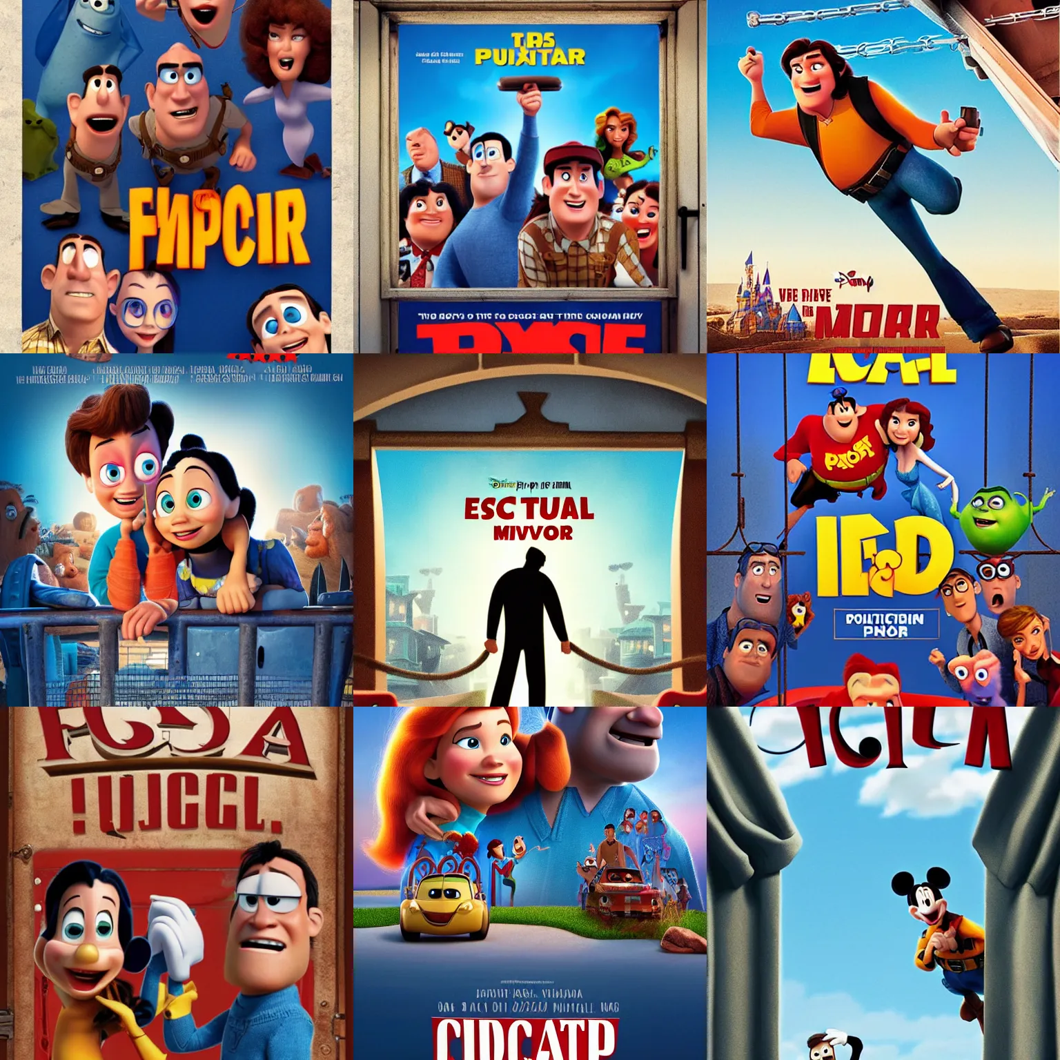 Prompt: disney pixar presents movie poster about escape from political prison