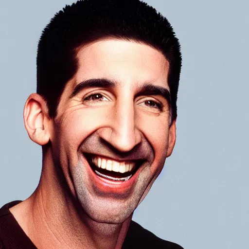 Prompt: portrait of Ross Geller, his teeth glowing white