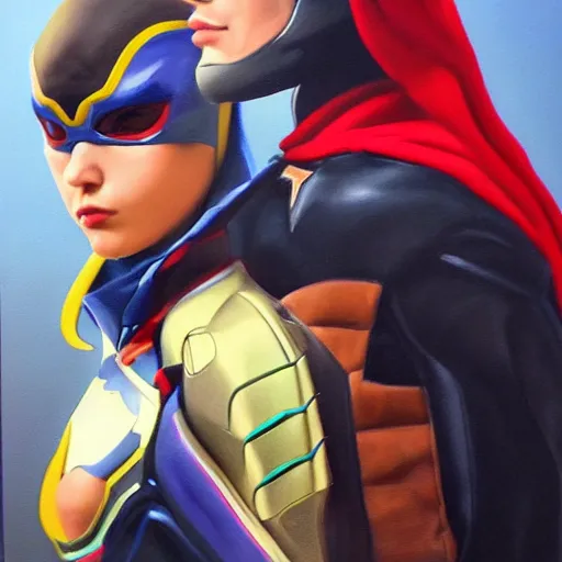 Image similar to a realistic painting by Raffaello Sanzi depicting the Kamen Rider with the head BatGirl in the Renaissance,smooth,Sharp focus, trending on Artstation.