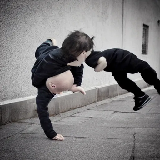 Image similar to babies doing parkour