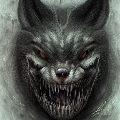 Prompt: Head wolf character, artwork by Antón Semenov