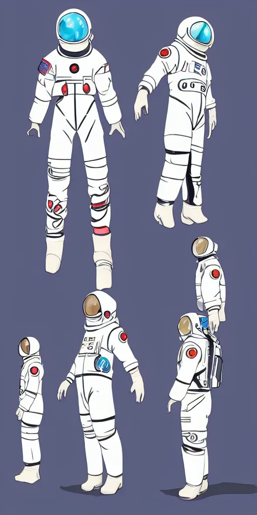 Prompt: science fiction anime character design, space suit