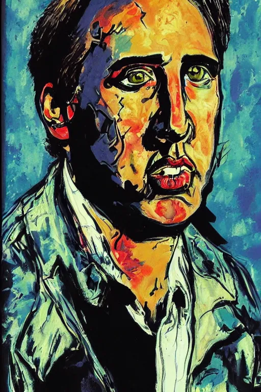 Prompt: Portrait of Nicholas Cage by Todd Mcfarlane