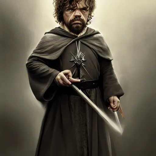 Image similar to peter dinklage as gandalf, digital painting, extremely detailed, 4 k, intricate, brush strokes, mark arian, artgerm, bastien lecouffe - deharme