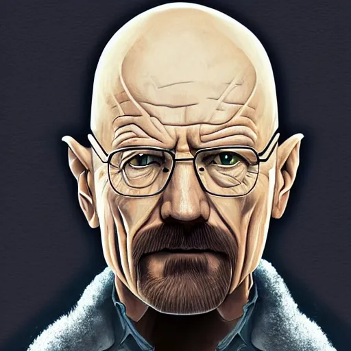 Prompt: walter white as a wizard from dungeons and dragons, digital art, portrait, trending on artstation
