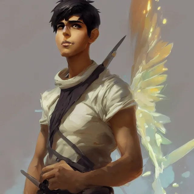 Prompt: tan skinned pakistani boy as an anime protagonist, elegant, intricate, digital painting, artstation, concept art, smooth, sharp focus, illustration, art by konstantin korovin and daniel f. gerhartz and john howe