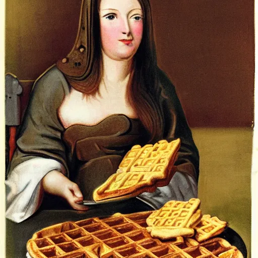 Prompt: lady Godiva eating waffles