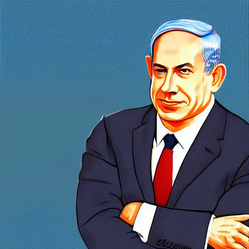 Prompt: Benjamin netanyahu GTA loading screen illustration