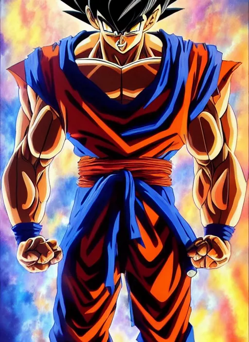Image similar to a epic portrait of a new dragon ball z character, art by boris vallejo and greg danton and denys tsiperko, detailed, hyperrealism, artstation