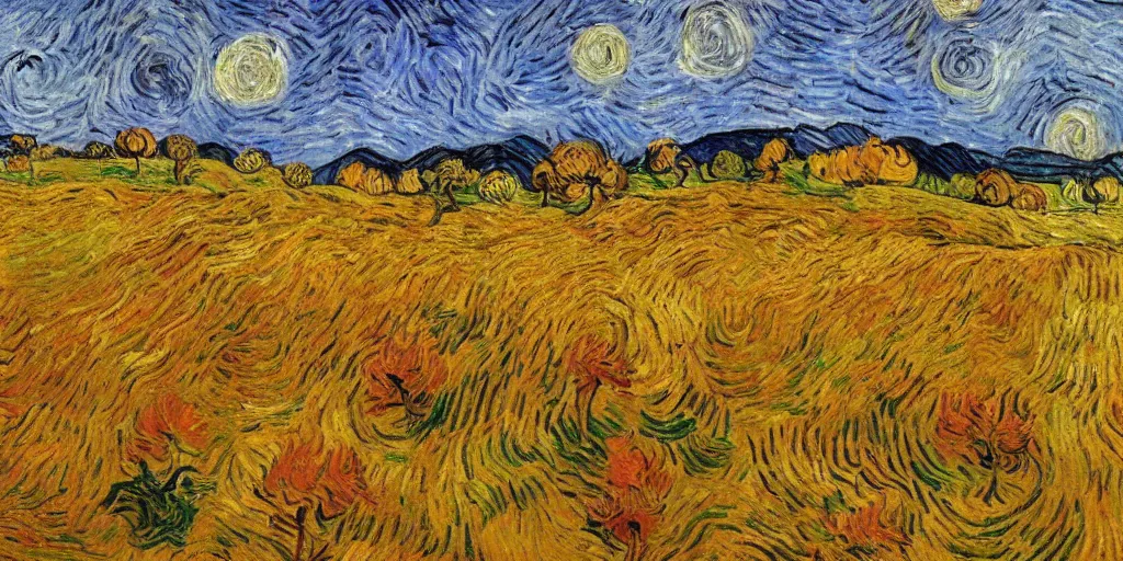 Prompt: autumn landscape, in the style of van gogh,