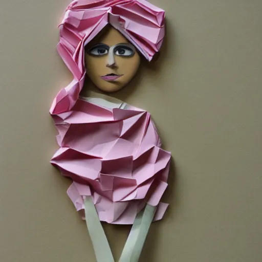 Image similar to a girl made of folded paper,