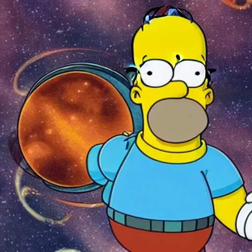 Prompt: homer simpsons as a space captain