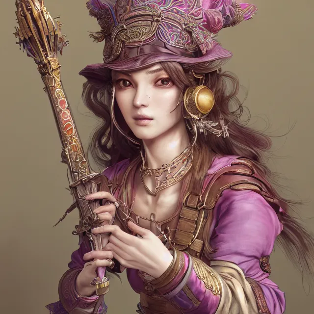 Prompt: studio portrait of neutral good colorful female cleric bard healer as absurdly beautiful, elegant, young sensual pretty woman, ultrafine hyperrealistic detailed face illustration by kim jung gi, irakli nadar, intricate linework, sharp focus, bright colors, matte, octopath traveler, final fantasy, unreal engine highly rendered, global illumination, radiant light, intricate environment