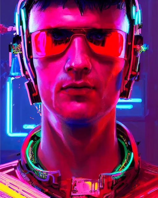 Image similar to detailed portrait Neon Emperor Caesar, cyberpunk futuristic neon, reflective pink and blue coats, decorated with traditional Rome ornaments, burning Rome behind by Ismail inceoglu dragan bibin hans thoma greg rutkowski Alexandros Pyromallis Nekro Rene Maritte Illustrated, Perfect face, fine details, realistic shaded, fine-face, pretty face