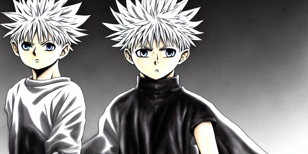 Prompt: killua zoldyck, berserk, 4 k resolution, comic style ， by miura kentaro, ultra detailed,