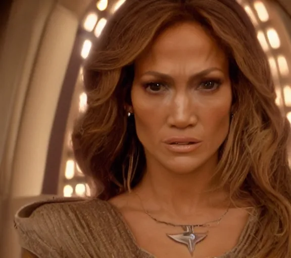 Image similar to a movie still of jennifer lopez as princess leigha in the movie star wars