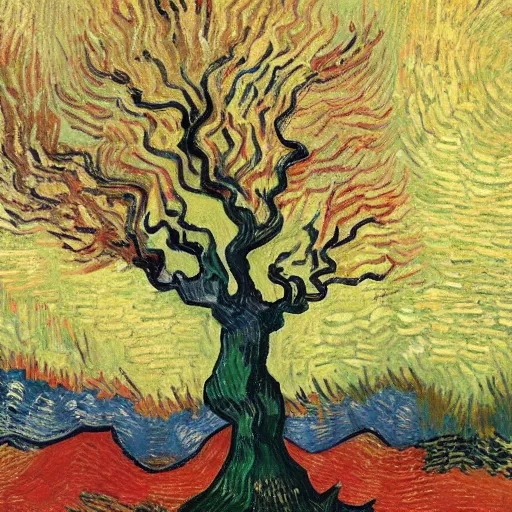 Image similar to a tree with eyes, award winning art, by van gogh